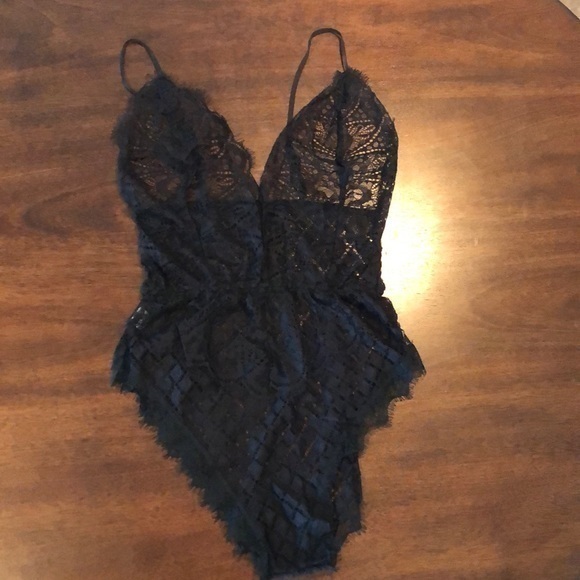 Black Teddy Lace Bodysuit Eyelash Sheer NEW - Picture 3 of 7
